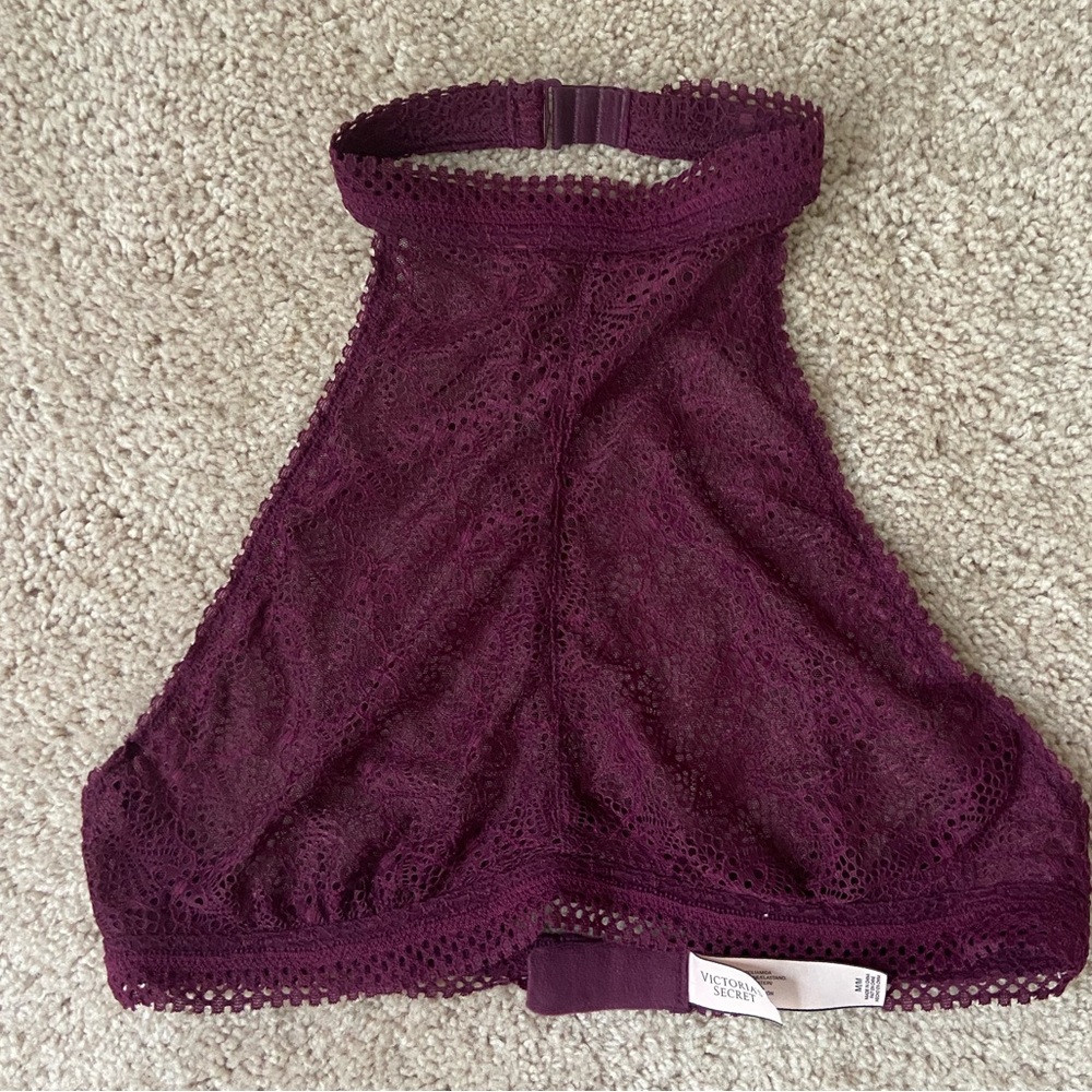 Victoria’s Secret Halter Lace Bralette with Underwire, Purple, Size M